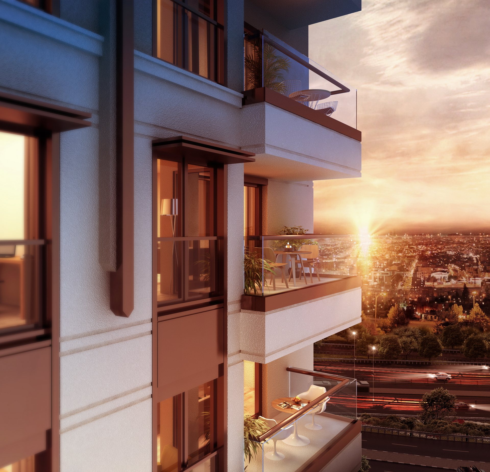 Balcony detail in evening light